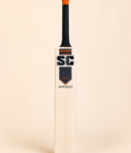 Super Select cricket bat front view on pastel cream background