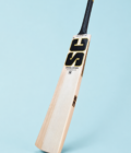Special Edition cricket bat side profile on pastel aqua background