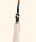Super Select cricket bat side profile on pastel cream background