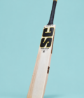 Special Edition cricket bat detail view on pastel aqua background