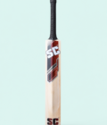 03-rear Ultimate Pro cricket bat rear view on pastel mint background